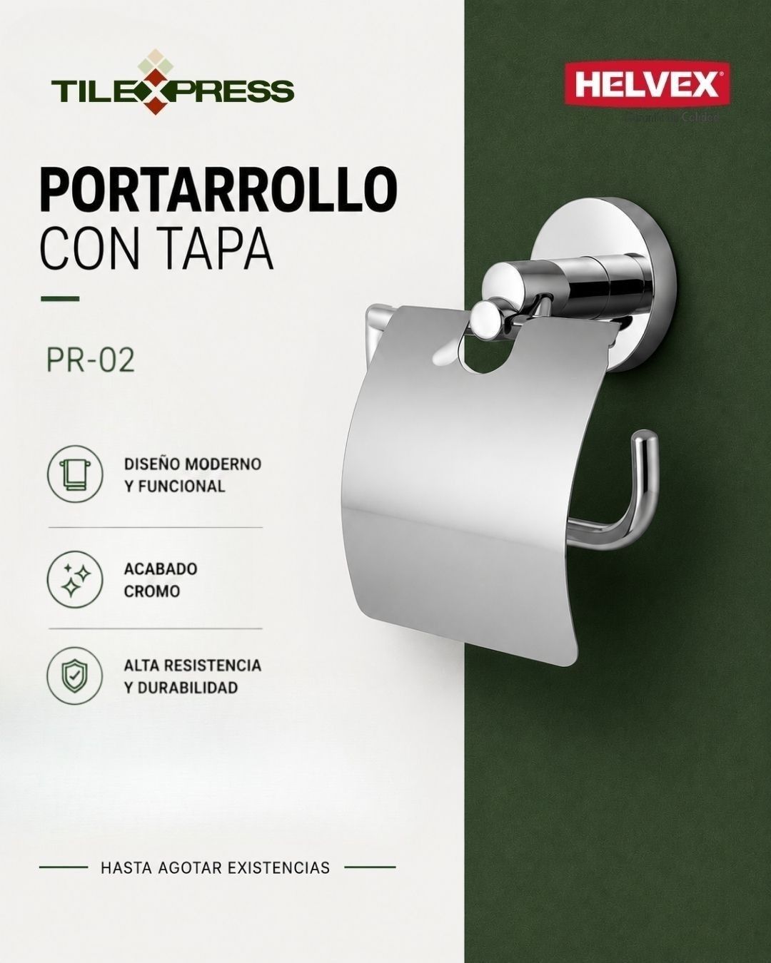 Promo Tile-Express, Helvex Portarrollo con tapa