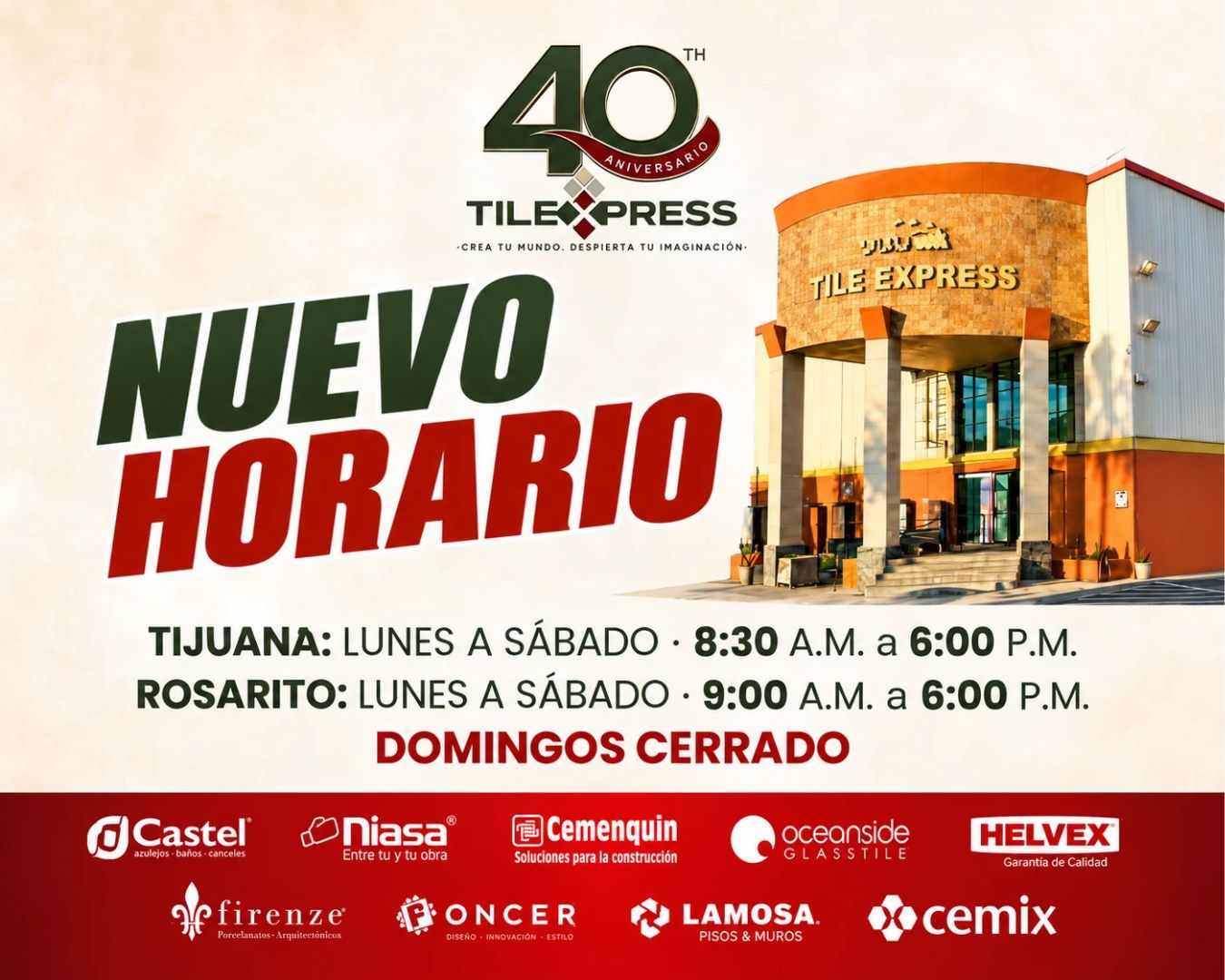 Nuevo horario en Tile Express